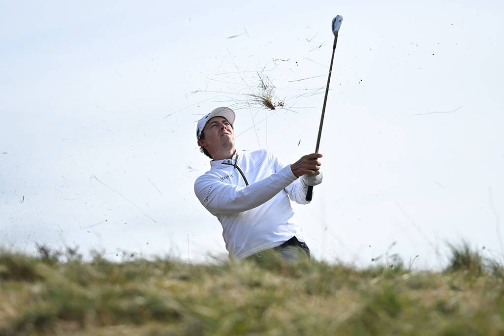 Matt Fitzpatrick plays from the rough